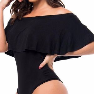 3/$10 off-shoulder ruffle bodysuit L